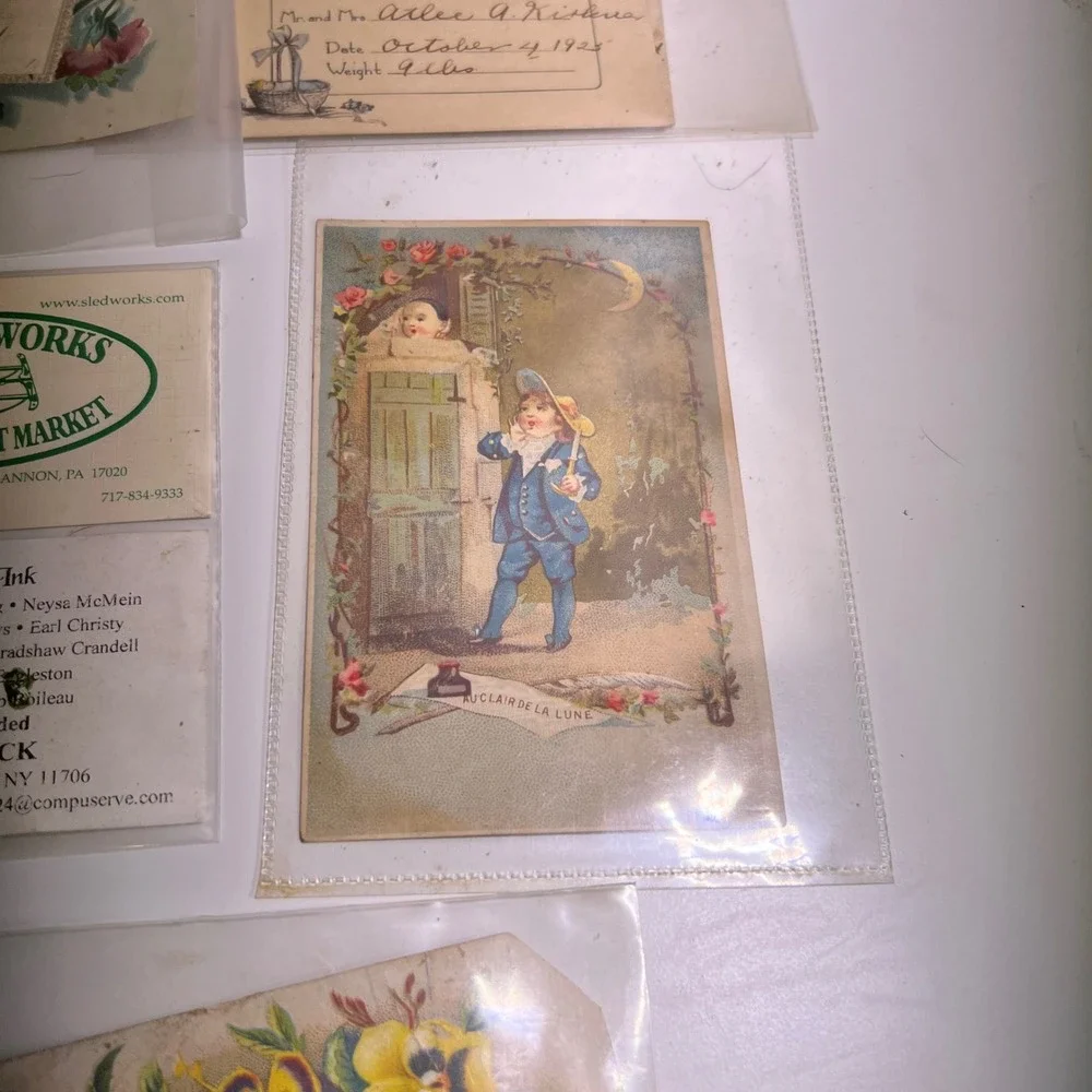 Vintage Victorian Ephemera Lot 11pc Floral Calling Card Trade Card Antique Paper